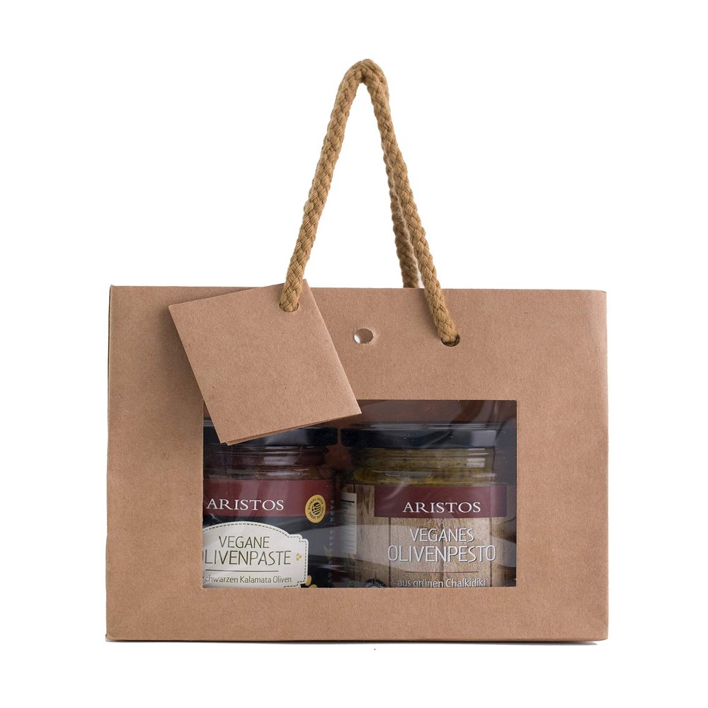 2-Piece Gift Set: Olive Pesto and Olive Spread, Greek Gift | ARISTOS (Tapenade and Pesto)