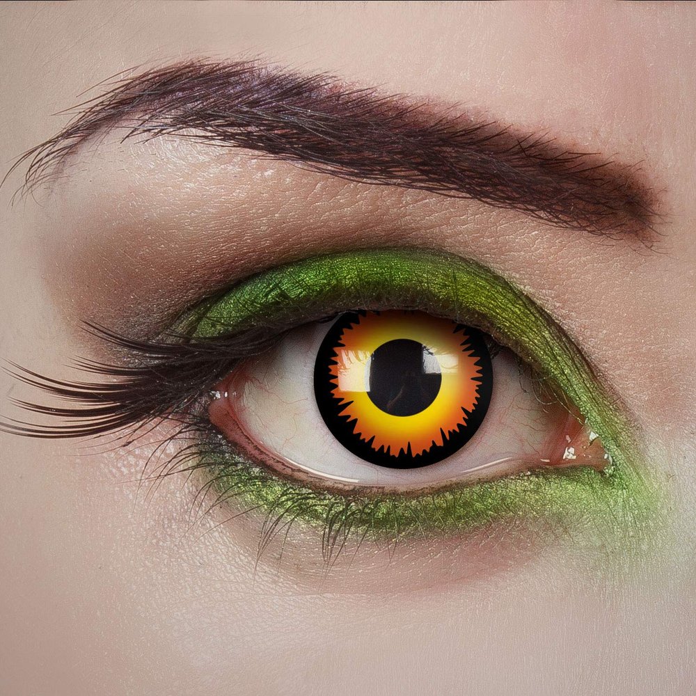 aricona Wolf Eyes Daily Contact Lenses – Black and Yellow Halloween Lenses