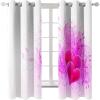 Daesar Blackout Curtains with Heart and Vine Pattern, 214 x 274 cm, 2-Piece Set, White/Pink view 1