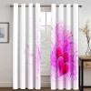 Daesar Blackout Curtains with Heart and Vine Pattern, 214 x 274 cm, 2-Piece Set, White/Pink view 2