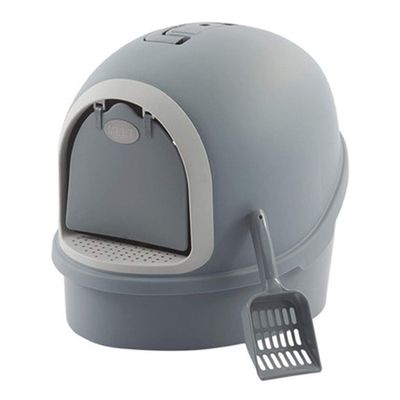 QIAOH Cat Tray, Enclosed Hop-In Litter Box with Reduced Litter Scatter