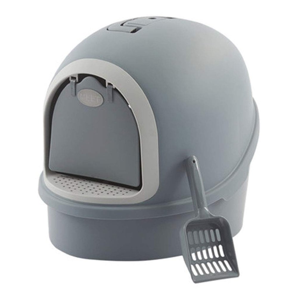 QIAOH Cat Tray, Enclosed Hop-In Litter Box with Reduced Litter Scatter