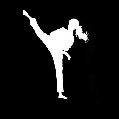 SUIFENG 3.86 x 5.16 in Karate Kick Martial Arts Vinyl Car Decal, Black/Silver