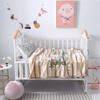 Fansu Double-Layer Flannel Baby Blanket, Soft Cozy Blanket for Crib or Stroller, Newborn Gift, 100 x 130 cm, Animal Stripes