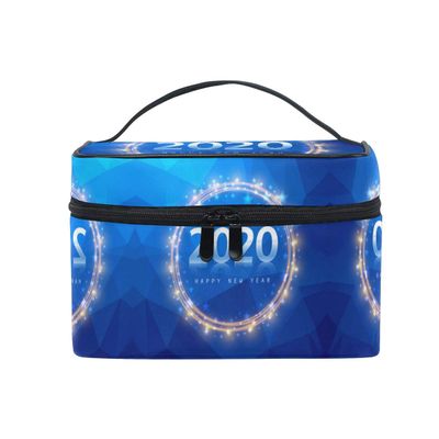 2020 Abstract Blue Cosmetic Bag Organizer with Zipper