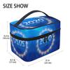 2020 Abstract Blue Cosmetic Bag Organizer with Zipper view 2