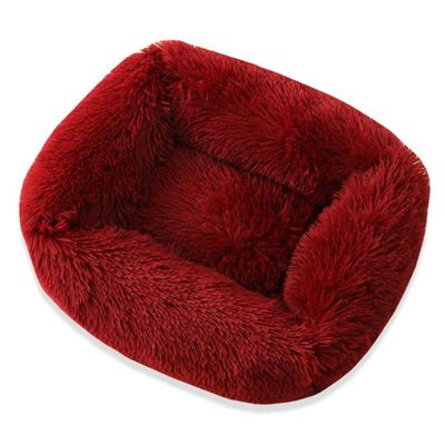 RayMinsin Plush Dog & Cat Bed, Square Pet Hut, Pink, Size S