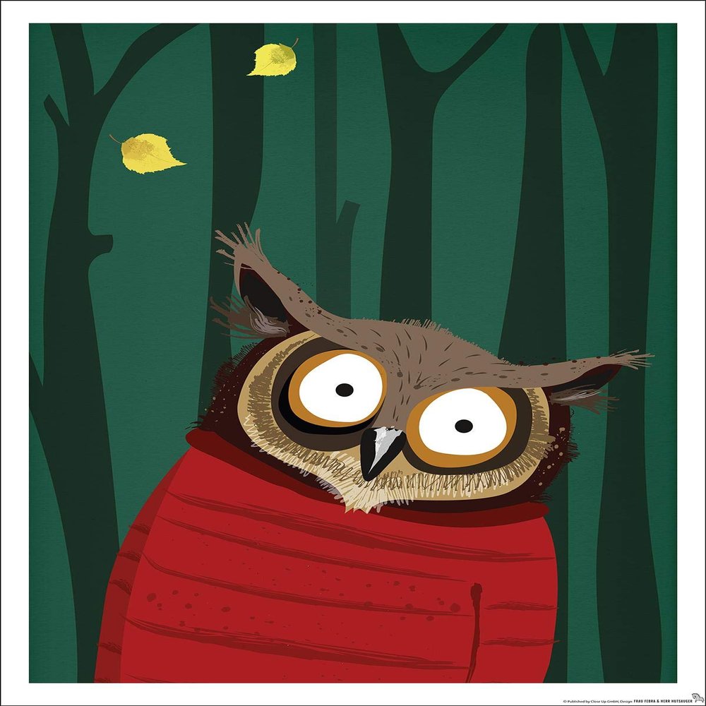Close Up Nursery Poster Owl Forest (30 cm x 40 cm) + Gift Packaging. Ready to Gift!