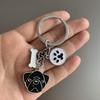 Dog Tag Keychain, Metal Pet ID Tag (Black Pug) view 2
