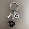 Dog Tag Keychain, Metal Pet ID Tag (Black Pug) view 3