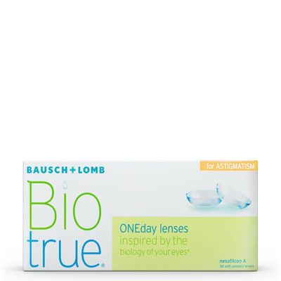 Bausch + Lomb Biotrue ONEday for Astigmatism Daily Toric Contact Lenses, 30 Pack, BC 8.4 mm, DIA 14.5, CYL -2.25, Axis 010, +3.5 D