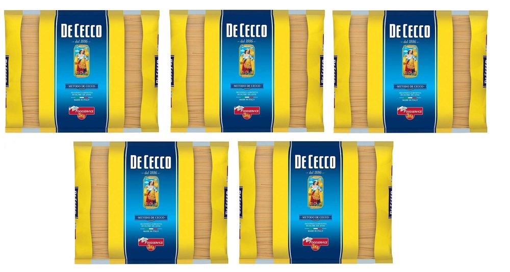 5 x De Cecco Spaghettoni Quadrati Durum Wheat Semolina Pasta, 100% Italian, 3 kg