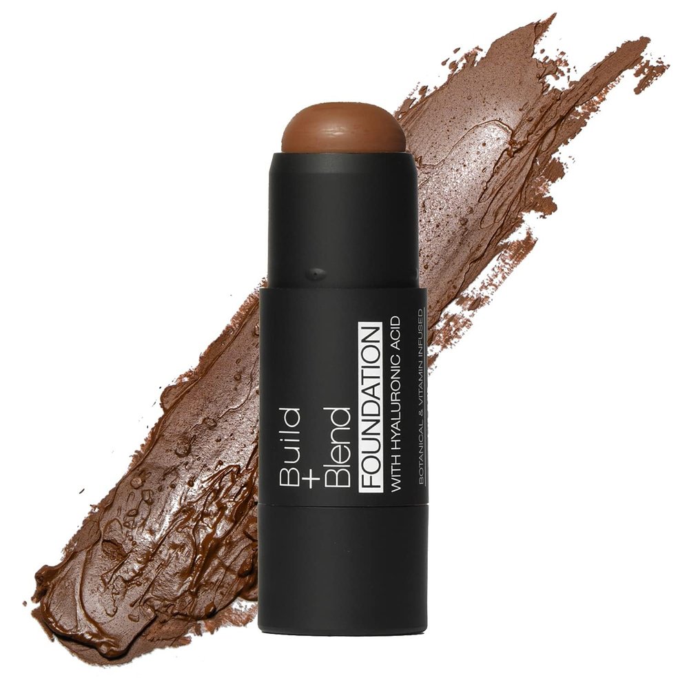 Palladio BUILD + BLEND Foundation Stick, Face Contour Stick, 0.25 oz, Warm Brown