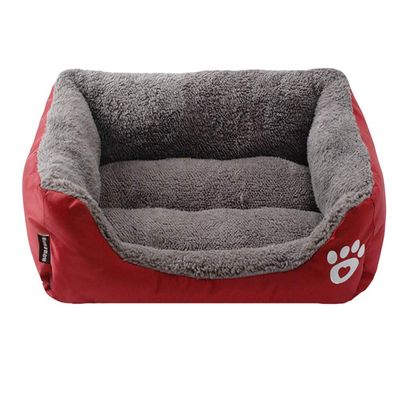 GUOCU Plush Dog Bed, Washable Pet Sofa for Small, Medium, and Large Dogs, Red, Size 3/L