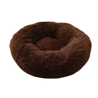 GUOCU Donut-Shaped Plush Pet Bed, Round Dog & Cat Bed, Brown 2, XL (80 cm)