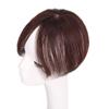 Remy Human Hair Topper with Natural Bangs, Short Wavy Hair, Silk Base, 6 in, Dark Brown view 2