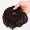 Remy Human Hair Topper with Natural Bangs, Short Wavy Hair, Silk Base, 6 in, Dark Brown view 3