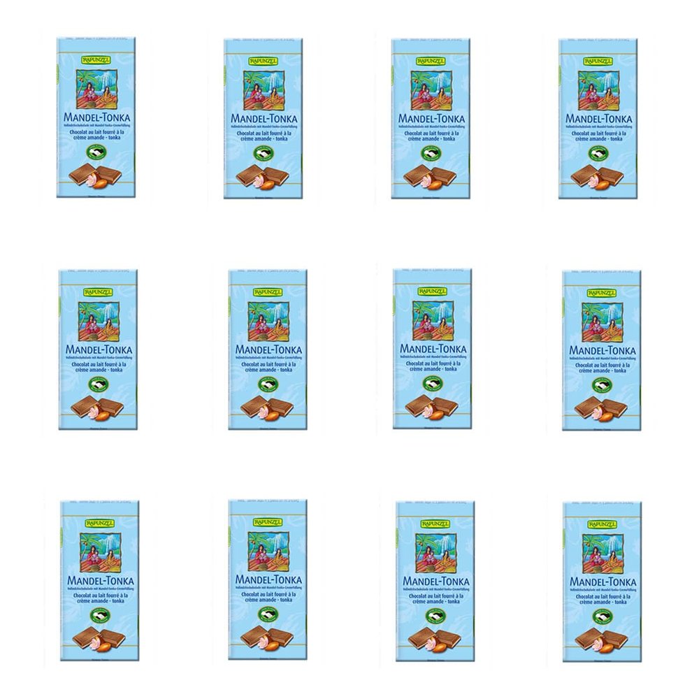 Rapunzel Whole Milk Chocolate Almond-Tonka HIH - 100 g - Pack of 12