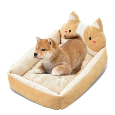PETCUTE Washable Fluffy Square Dog Bed for Small, Medium, and Large Dogs and Cats