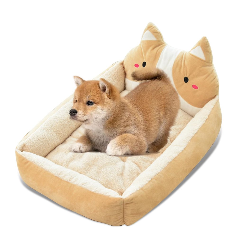 PETCUTE Washable Fluffy Square Dog Bed for Small, Medium, and Large Dogs and Cats