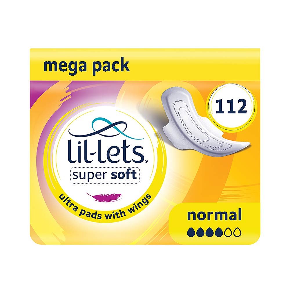 Lil-Lets Super Soft Ultra Pads Regular, 112 Pads with Wings, Unscented