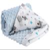 Medi Partners Baby Blanket for Newborns, 75 x 100 cm, 100% Cotton, Teddy Brown with Light Blue Minky view 1