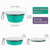 Pawaboo Collapsible Dog Bowls, 2-Pack, 1000 ml, Portable Silicone Travel Bowls with Leak-Resistant Lids and Carabiners, Turquoise + Purple view 4