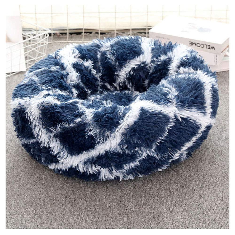 YAOTT Plush Donut Dog Bed, Round Pet Bed, Navy Blue, 60 cm