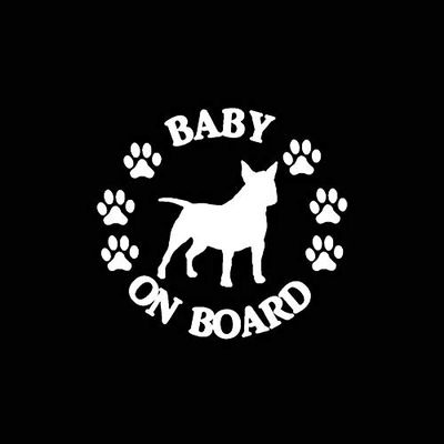 SUIFENG 5 x 4.6 in Baby on Board Bull Terrier Dog Vinyl Sticker for Motorcycle or Car, Black Splitter