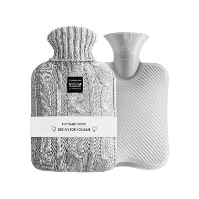 OliviaLiving 2-Liter Hot Water Bottle with Knitted Cover for Heat and Cold Therapy