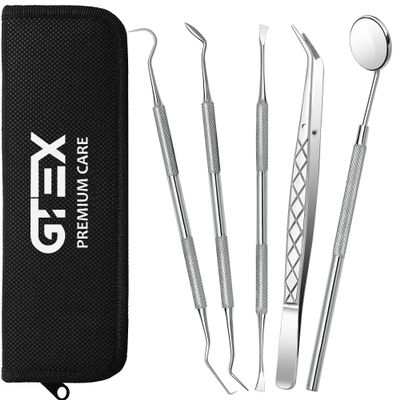 5-Piece Dental Tartar Remover Set with Dental Mirror