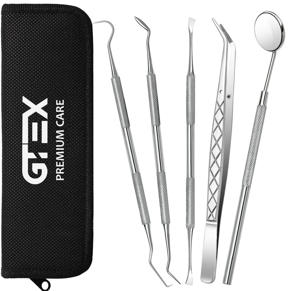 5-Piece Dental Tartar Remover Set with Dental Mirror