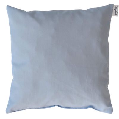 Organic Handmade Cherry Pit Pillow, Made in Germany – 20 x 20 cm, Light Blue Cotton