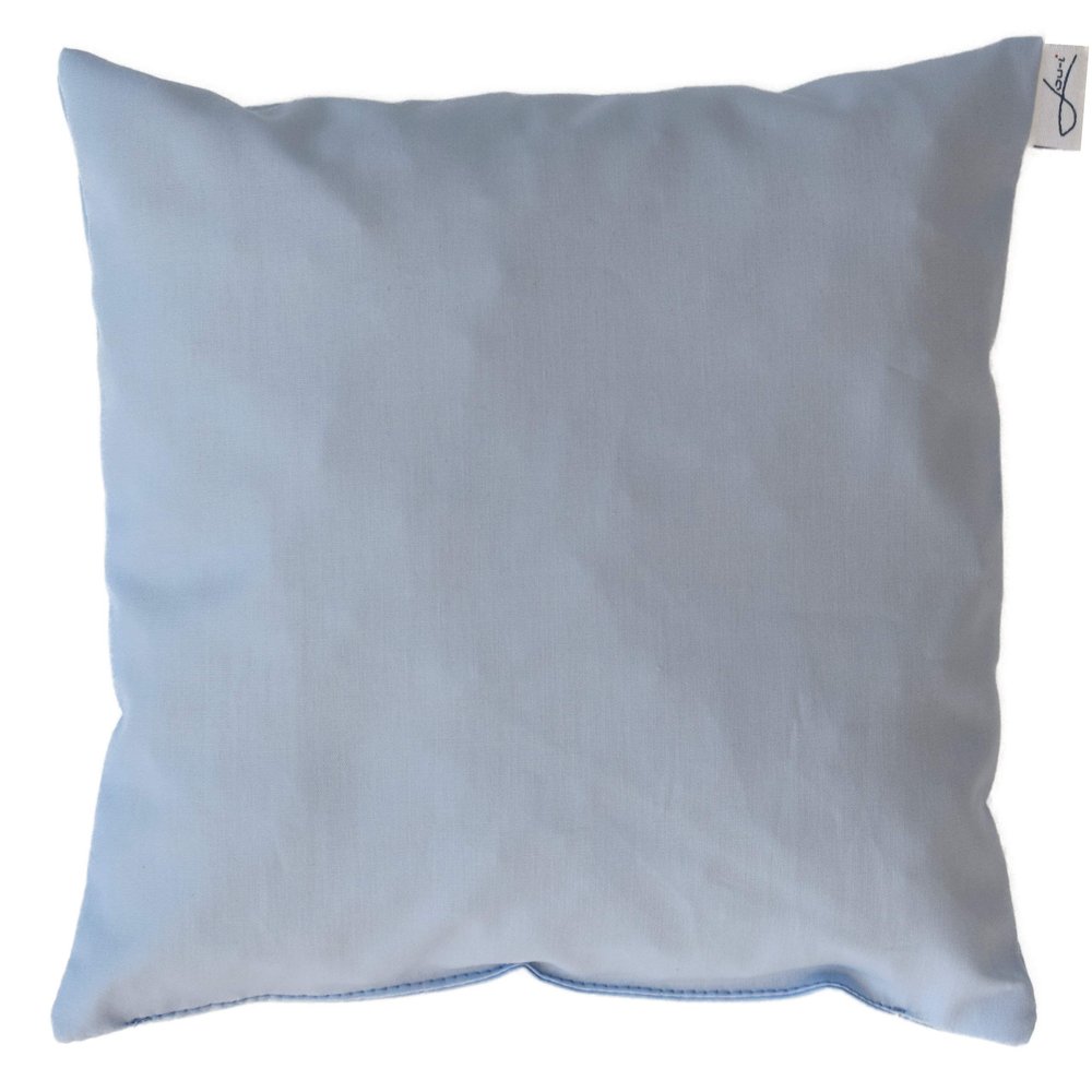 Organic Handmade Cherry Pit Pillow, Made in Germany – 20 x 20 cm, Light Blue Cotton