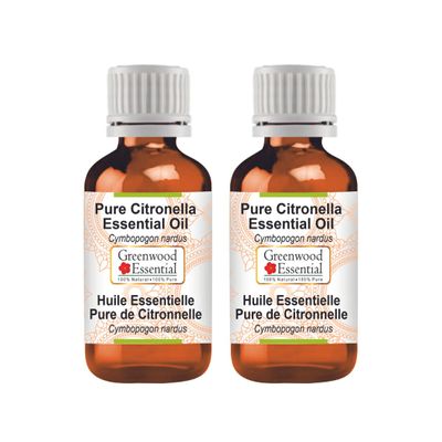Greenwood Essential Pure Natural Citronella Essential Oil (Cymbopogon nardus), Steam-Distilled, 100 ml x 2 (6.76 fl oz)