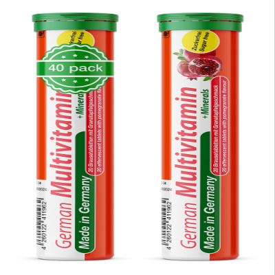 Multivitamin + Mineral Effervescent Tablets, 2 x 20, Pomegranate Flavor