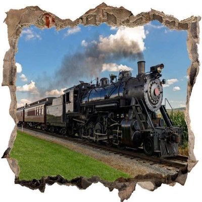 3D Vinyl Wall Sticker, Steam Train for Kids' Room