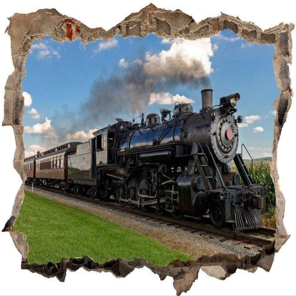 3D Vinyl Wall Sticker, Steam Train for Kids' Room