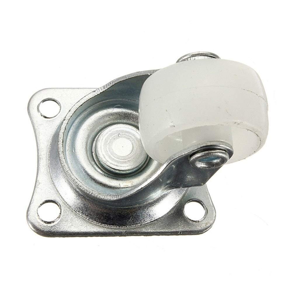 JINchao White PP Nylon Double-Wheel Swivel Casters, 10 kg Universal Casters for Furniture