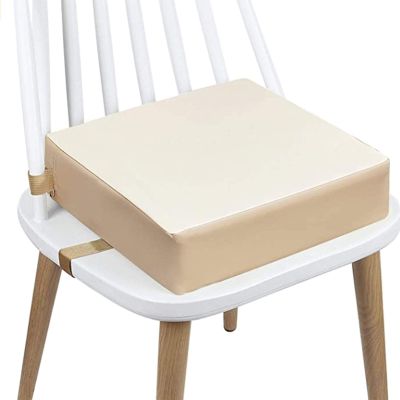 Portable Bamboo Booster Seat/High Chair, Washable, with Safety Buckles, Beige
