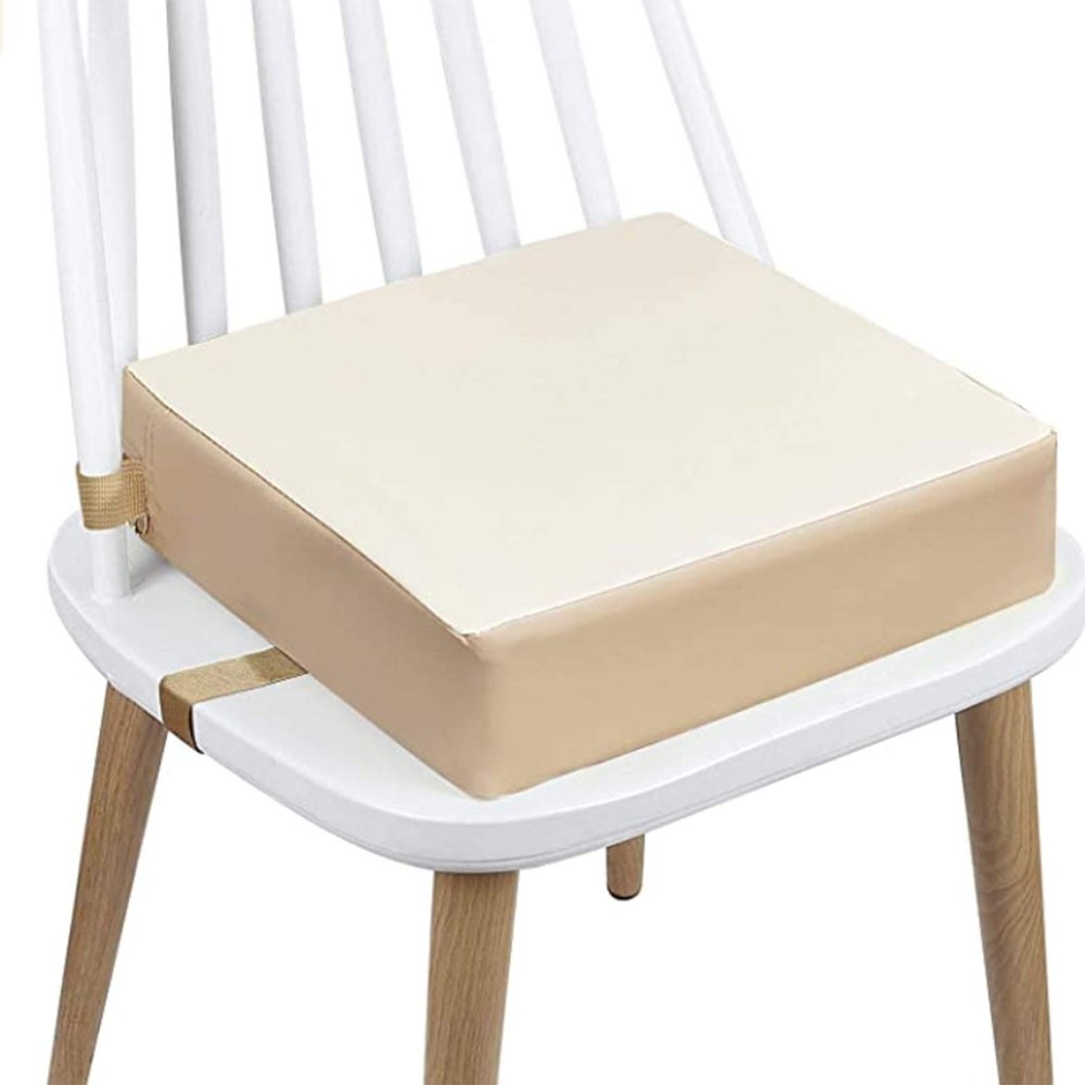 Portable Bamboo Booster Seat/High Chair, Washable, with Safety Buckles, Beige