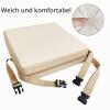 Portable Bamboo Booster Seat/High Chair, Washable, with Safety Buckles, Beige view 2
