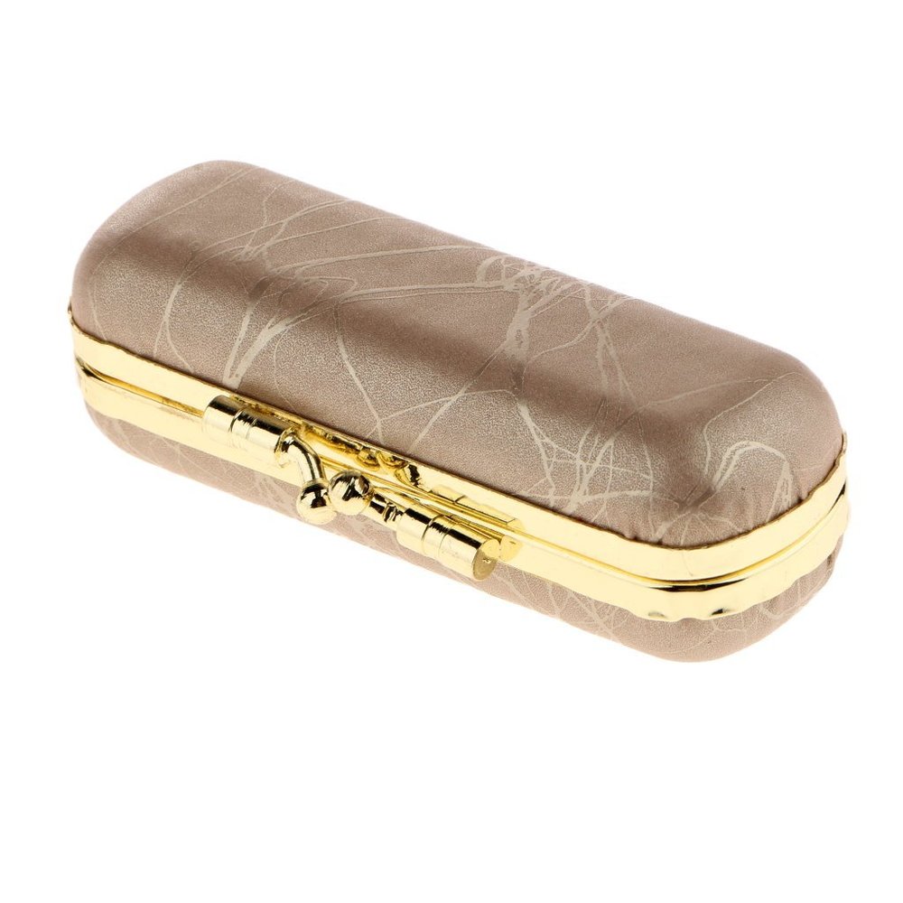 Inzopo Travel Lipstick Case, PU Lipstick Holder and Cosmetic Organizer with Mirror, Gold, as Described, No Metal
