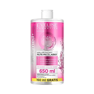 Eveline Cosmetics Facemed+ Hyaluron 3-in-1 Micellar Water, 650 ml