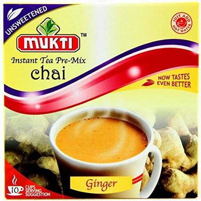 Mukti Ginger Chai Instant Premix, Unsweetened - 10-Pack, 220 g, Single Pack