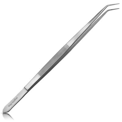 May - Aquarium Tweezers with Fine Tip and Curved End - 25 cm