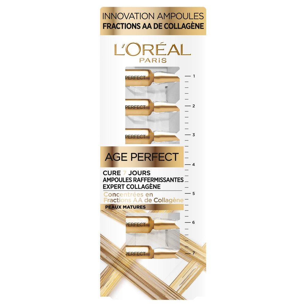 L'Oréal Paris Age Perfect Firming Ampoules, 7-Day Anti-Aging Treatment, Collagen Concentrate, Mature Skin, 7 x 1 ml