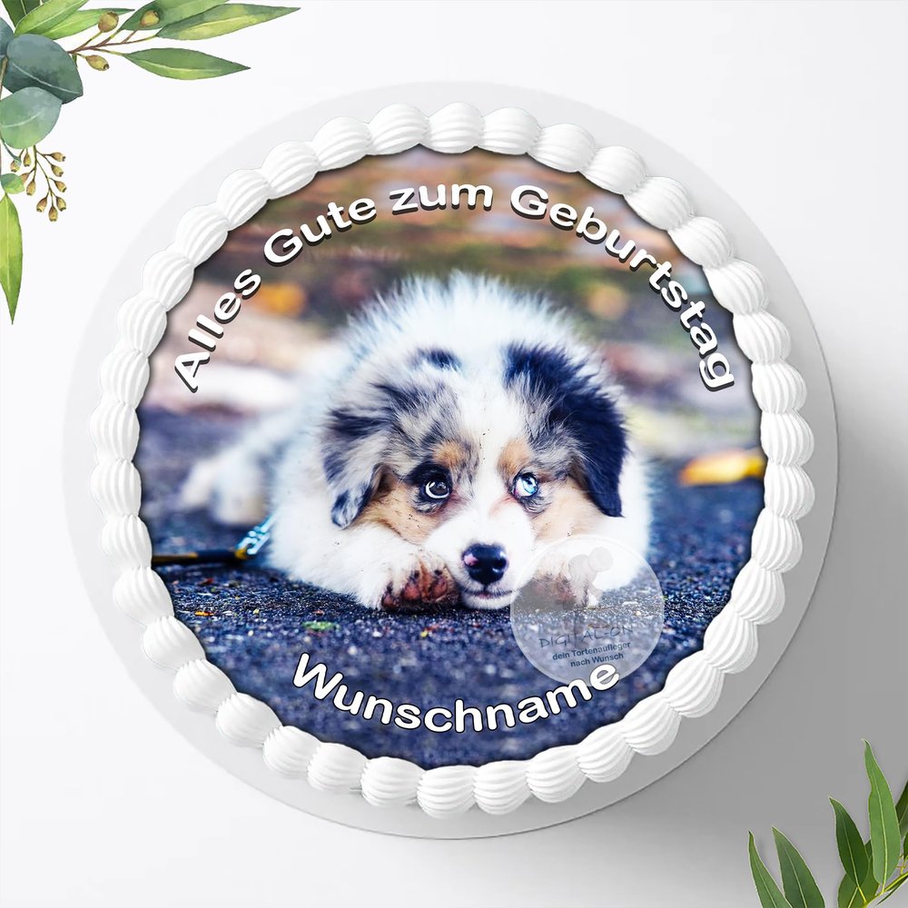 Dog Cake Topper with Optional Custom Name, 20 cm