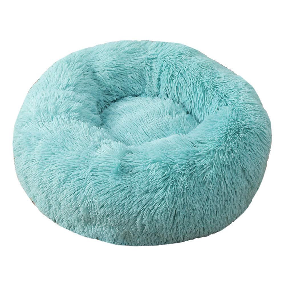Chickwin Chickw1 Round Plush Dog Bed and Donut Cat Bed, Non-Slip Base, Green, 60 cm