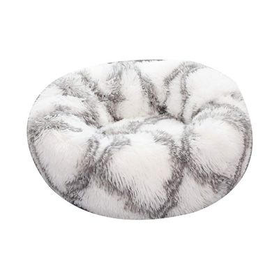 Chickwin Chickw1 Round Plush Donut Dog Bed, Non-Slip Base, Gray, 60 cm